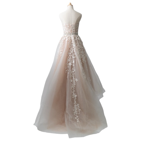 SHERRI HILL Tulle Strapless Appliqué Gown - Picture 3 of 8